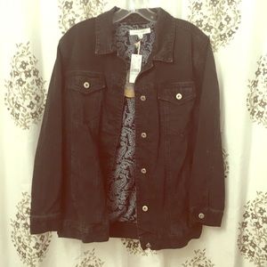 Honey Punch black denim jean jacket size medium